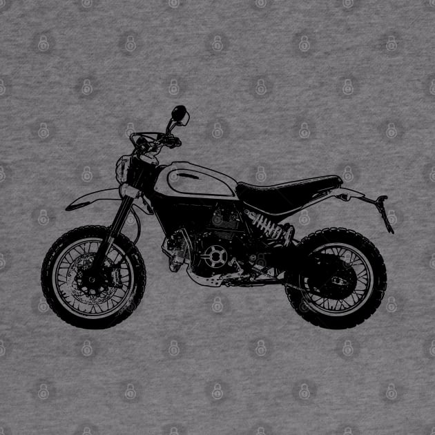 Scrambler Bike Side View Sketch Art by KAM Std